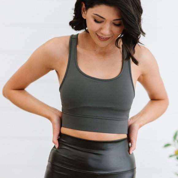 Zenana NWT Loads of Potential Full Size Padded Sports Bra in Ash Grey - Picture 4 of 13